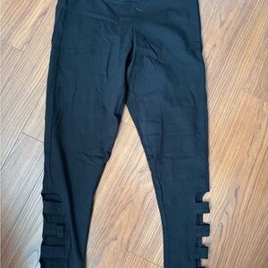 Torrid Black Leggings with Mesh Detail and Wide Waistband
